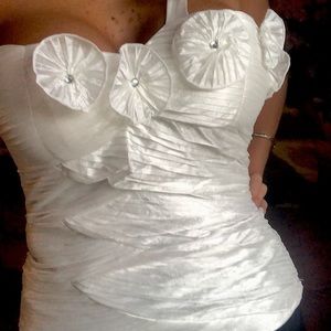 Corset top casual , white pearl , Large